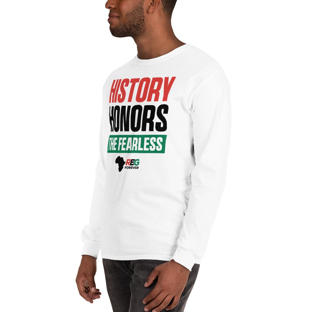 History Honors the Fearless Unisex Long Sleeve T-Shirt (Side View)