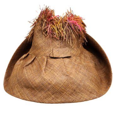 Messie: Madagascar Big Brim Crown Out Raffia Sun Hat (Rear)