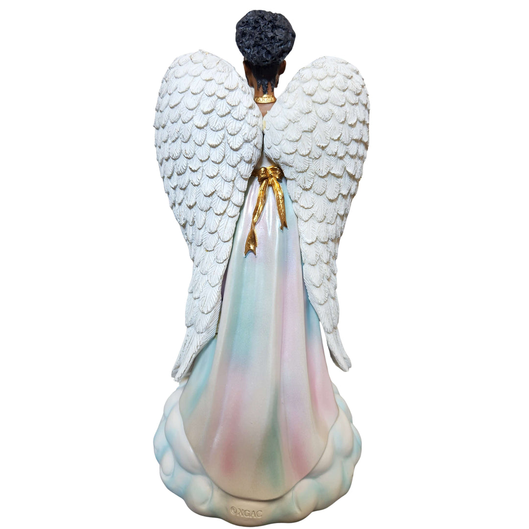 My Protector with Praying Girl: African American Angelic Figurine (Rear View)