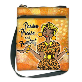 Passion, Praise and Positivity by Kiwi McDowell: African American Crossbody Travel Purse