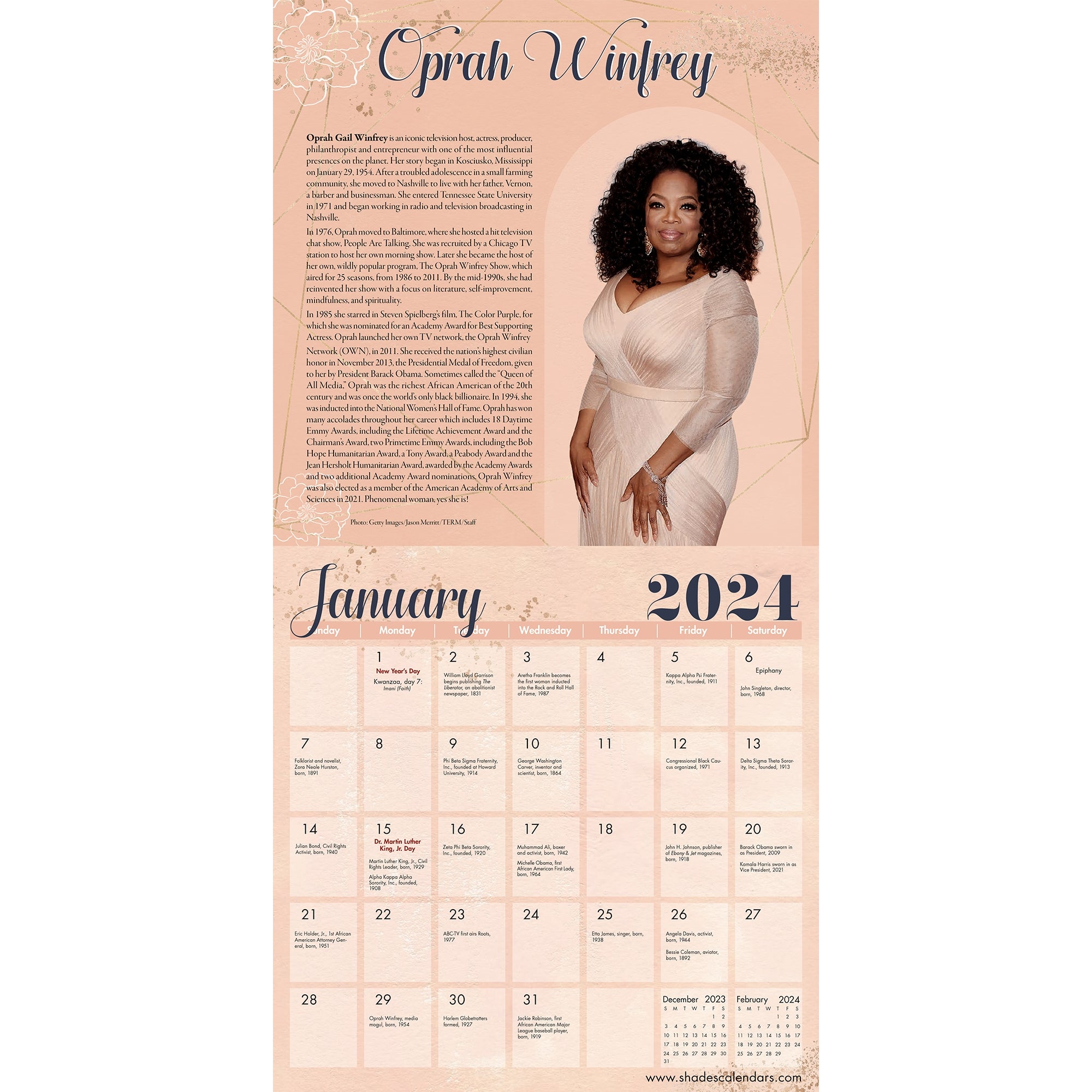 Phenomenal African American Women 2024 Black History Calendar The   Phenomenal Women 2024 Black History Wall Calendar Inside1 