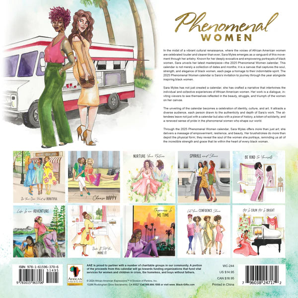 Phenomenal Women by Sara Myles: 2025 African American Wall Calendar (Rear)