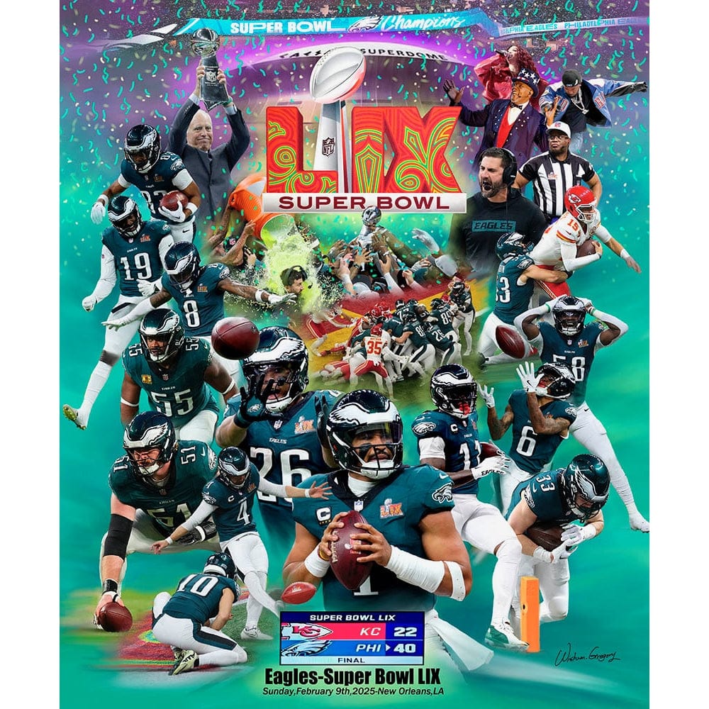 Eagles Super Bowl LIX Victory Commemorative Art Print by Wishum Gregory (24x20 inches, Unframed)