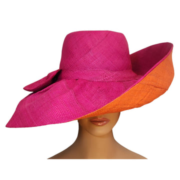 Sharon: Authentic Hand Woven Madagsacar Big Brim Raffia Sun Hat (Mannequin, Front View)