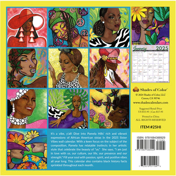 Sister Vibes by Pamela Hills: 2025 African American Wall Calendar (Back)