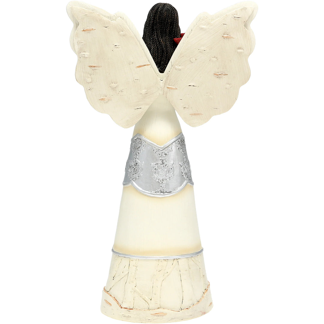 The Light Remains: African American Angelic Figurine with Cardinal (Ebony Elements Collection, Rear View)