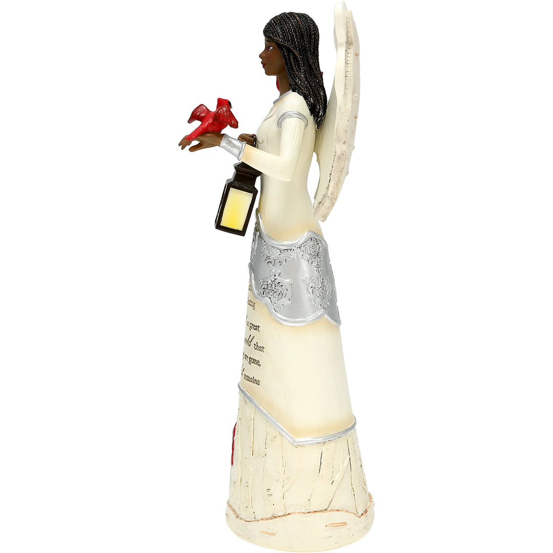 The Light Remains: African American Angelic Figurine with Cardinal (Ebony Elements Collection, Side View)