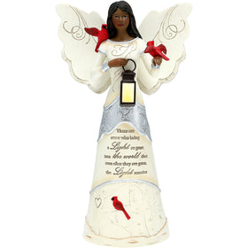 The Light Remains: African American Angelic Figurine with Cardinal (Ebony Elements Collection)