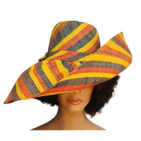 Tiayonna: Authentic Hand Woven Multicolor Madagascar Big Brim Raffia Sun Hat