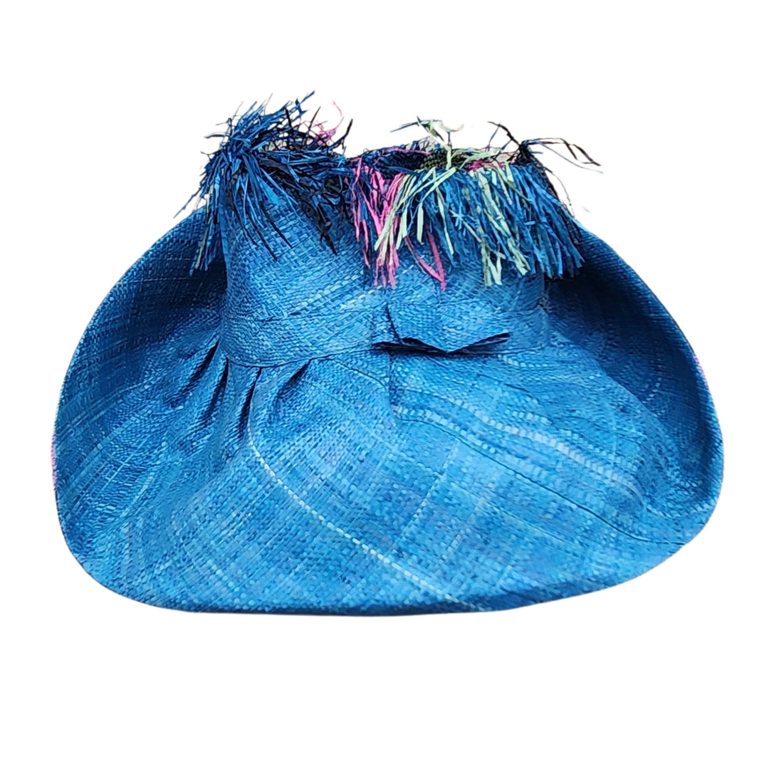 Tinq: Madagascar Big Brim Crown Out Raffia Sun Hat (Rear)