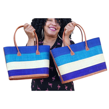 Titi: Hand Woven Madagascar Raffia and Leather Hand Bag Set (Main Lifestyle)