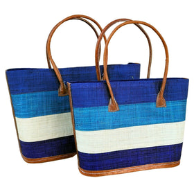 Titi: Hand Woven Madagascar Raffia and Leather Hand Bag Set (Main)