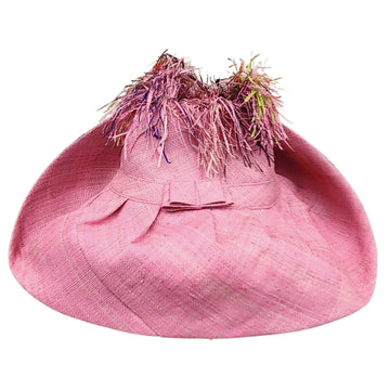 Tresor: Madagascar Big Brim Crown Out Raffia Sun Hat (Rear)