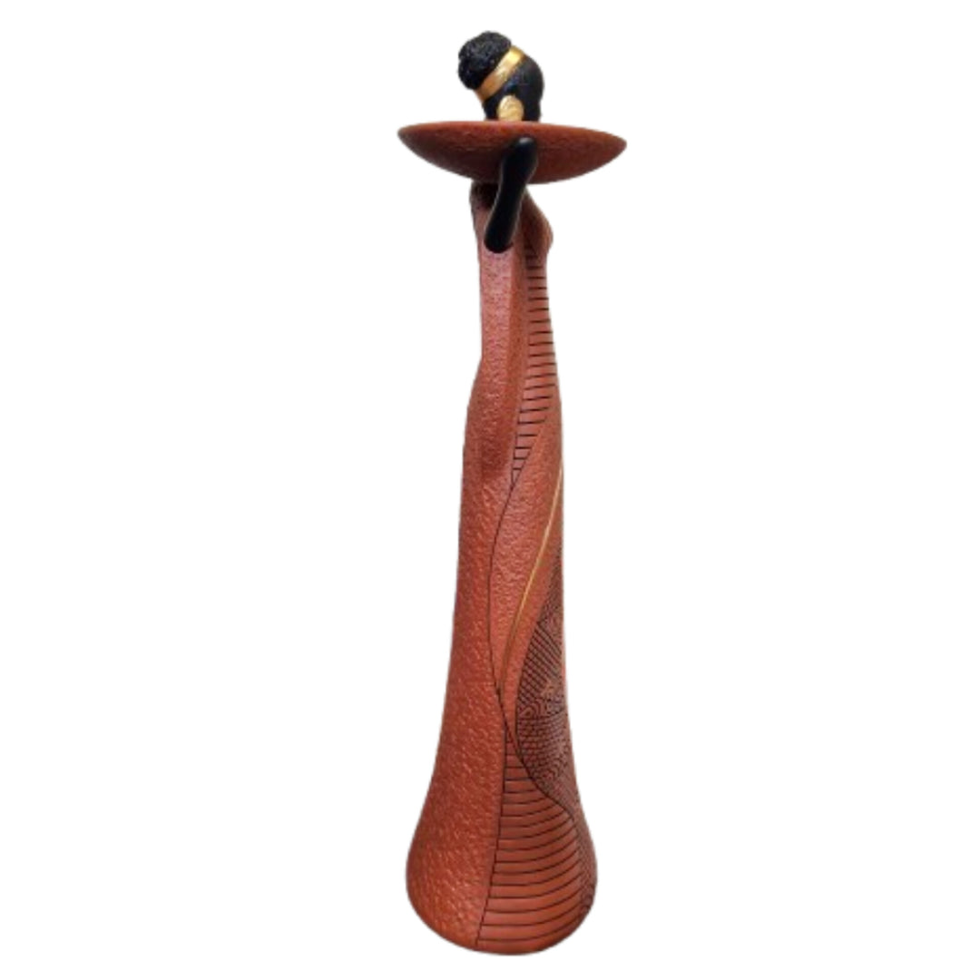 Tribal Woman: African American Candleholder Figurine (Brown, Essence of Africa Collection, Side View)