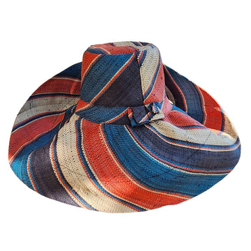 Nikaa: Hand Woven Multi-Color Madagascar Big Brim Raffia Sun Hat