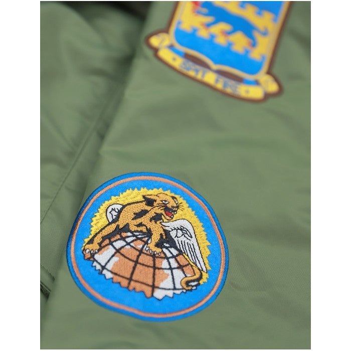 Tuskegee Airmen Squadron Patch Embroidered Bomber Jacket (Army Green, Detail, Sleeve)