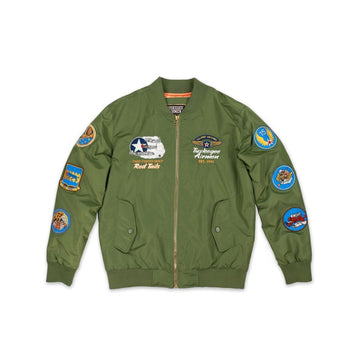 Tuskegee Airmen Squadron Patch Embroidered Bomber Jacket (Army Green)