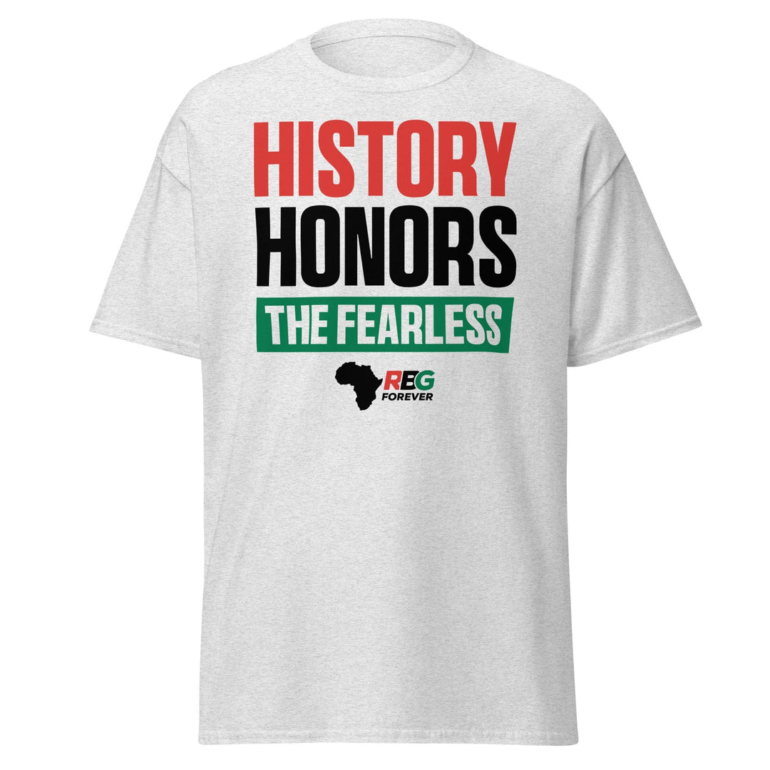 History Honors the Fearless Unisex Short Sleeve T-Shirt (Ash, Mock Up Image 7)