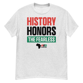 History Honors the Fearless Unisex Short Sleeve T-Shirt (Ash, Flat Front)