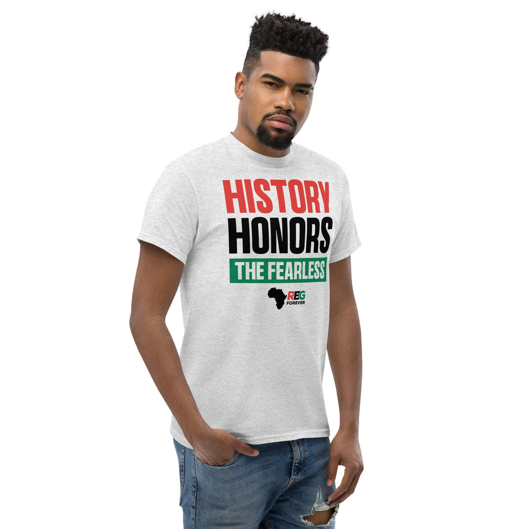 History Honors the Fearless Unisex Short Sleeve T-Shirt (Ash, Mock Up Image 1)