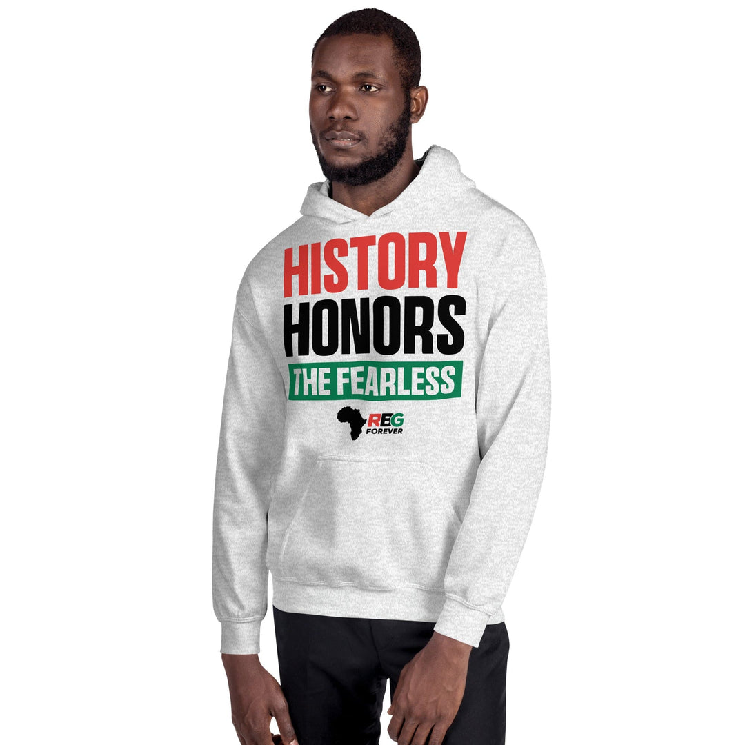 History Honors the Fearless Unisex Hooded Sweatshirt (Ash Mock Up 12)