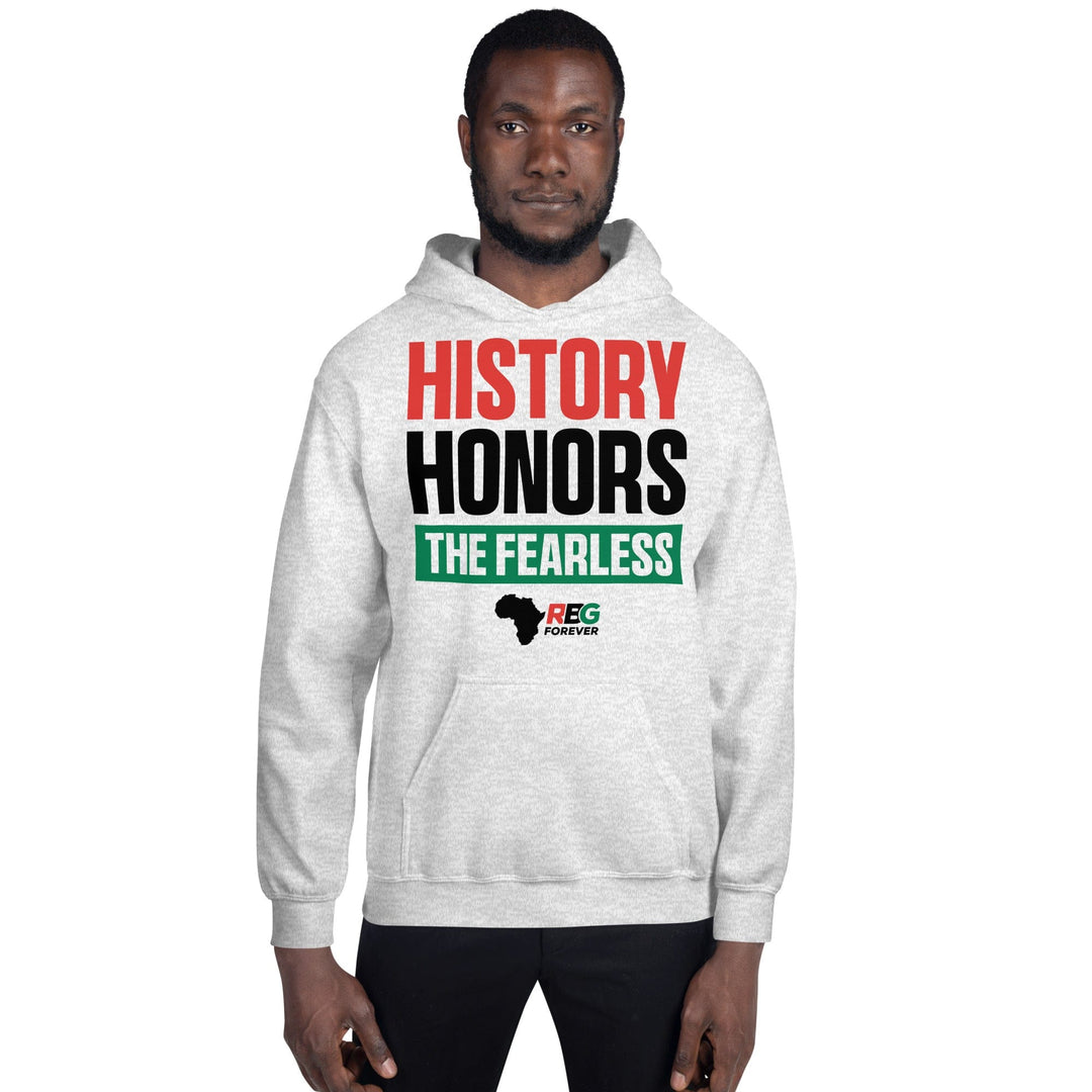 History Honors the Fearless Unisex Hooded Sweatshirt (Ash Mock Up 10)