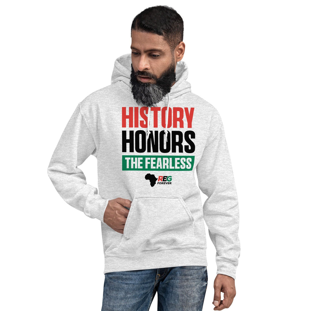 History Honors the Fearless Unisex Hooded Sweatshirt (Ash Mock Up 11)