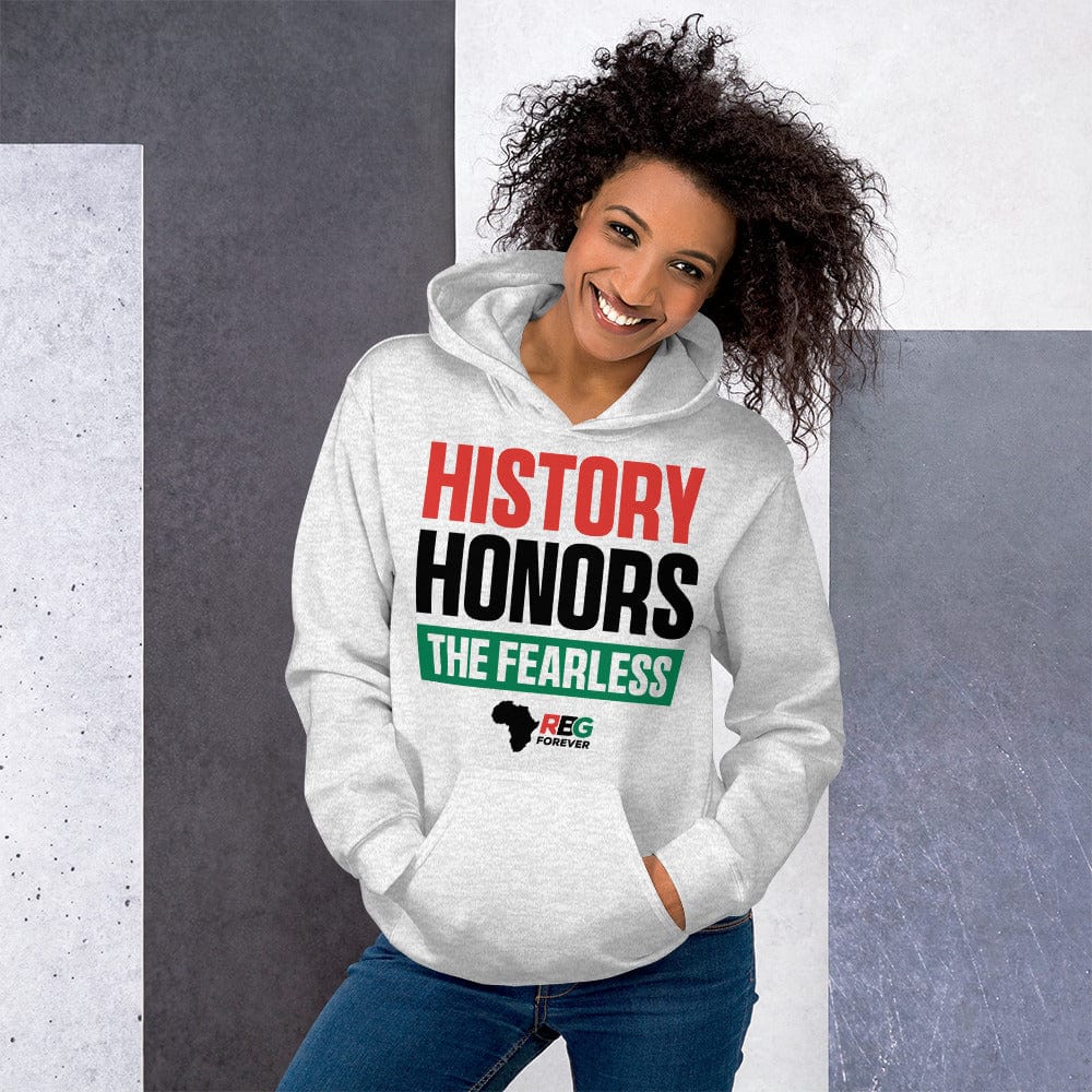 History Honors the Fearless Unisex Hooded Sweatshirt (Ash Mock Up 13)