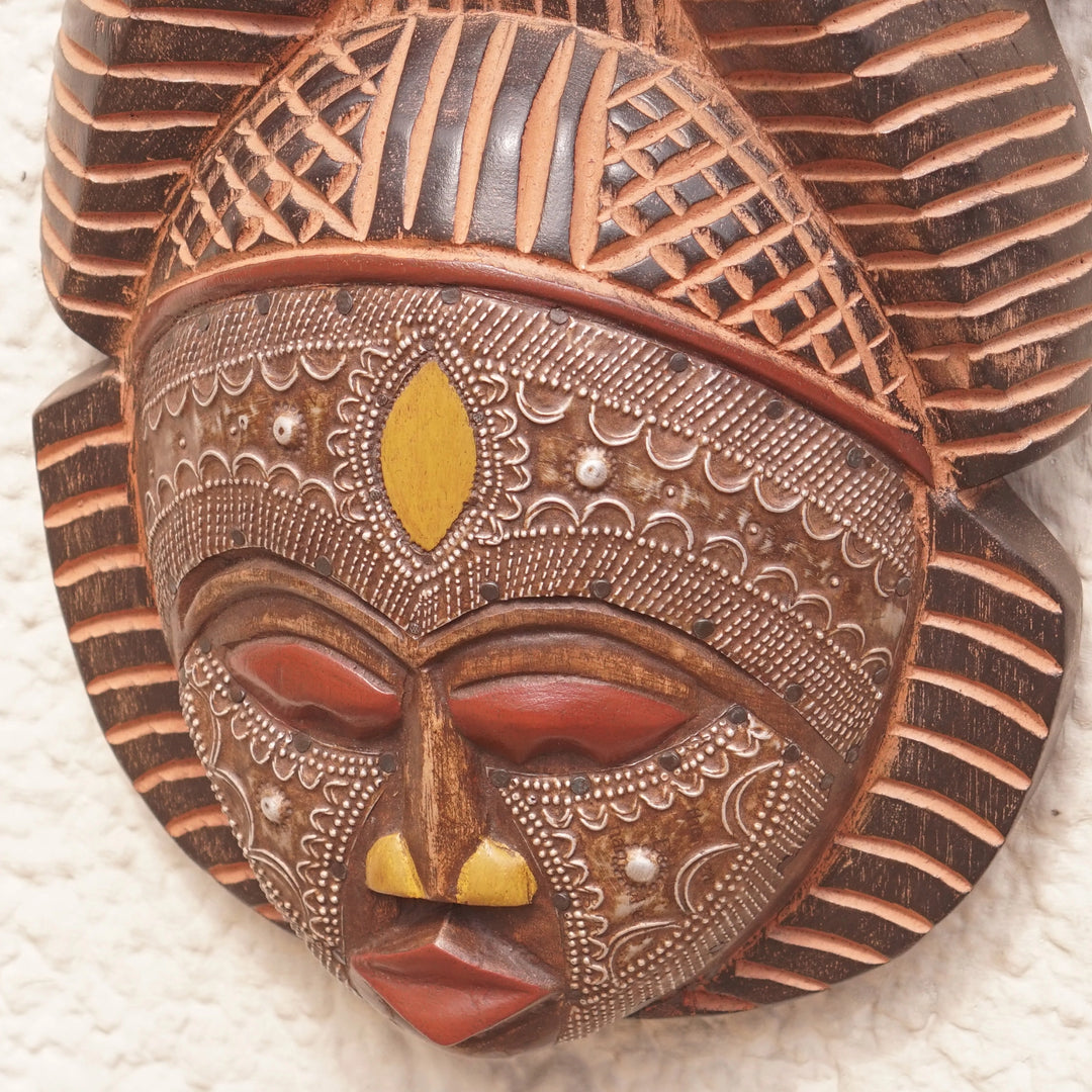 Vigilant Woman: Authentic Hand Made African Mask by Victor Dushie (Detail)