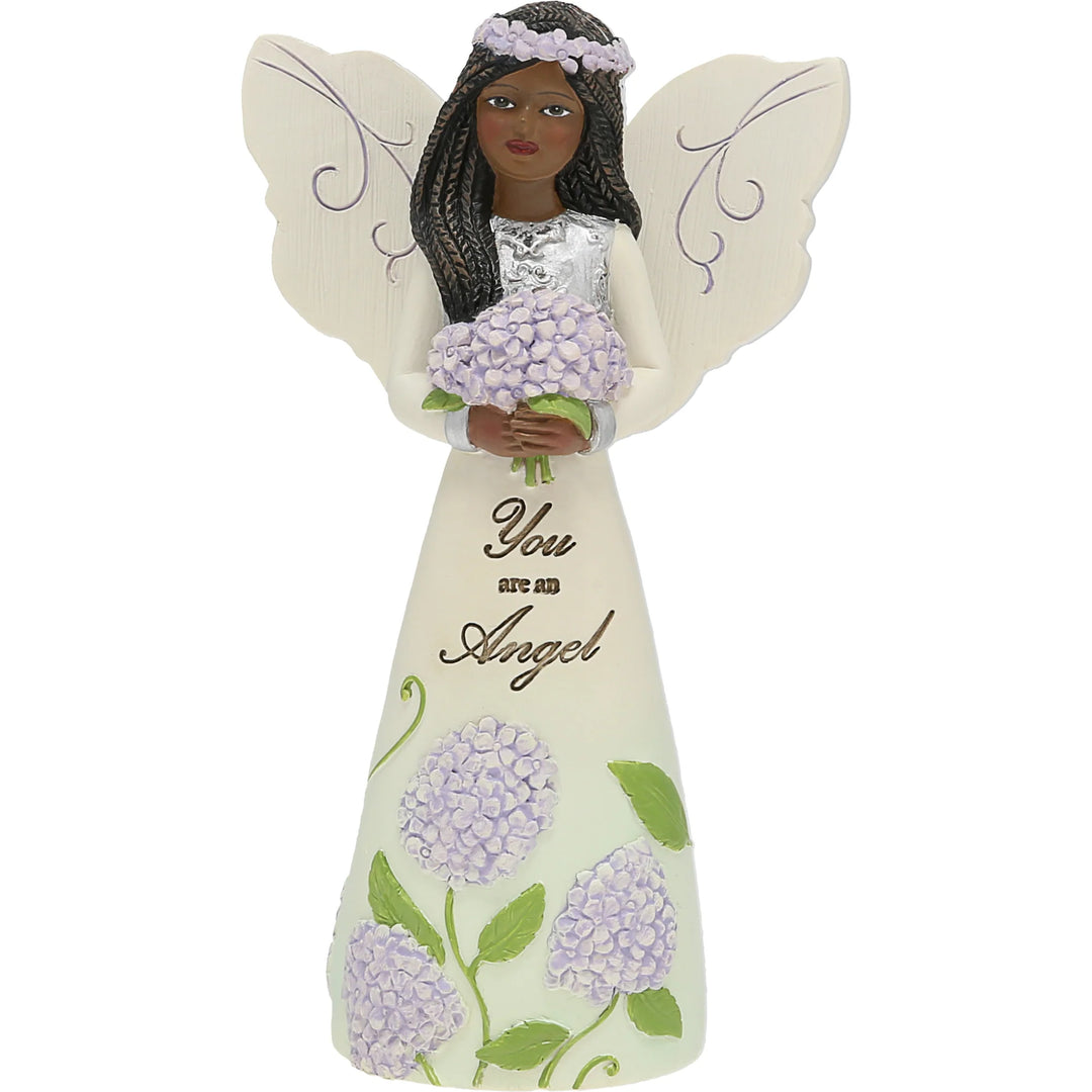 You're an Angel Angelic Figurine with Hydrangea by Pavilion Gifts (Ebony Elements Collection)