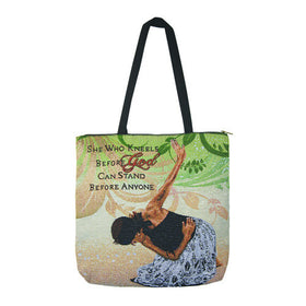 She Who Kneels: African American Religious Tote Bag by AAE