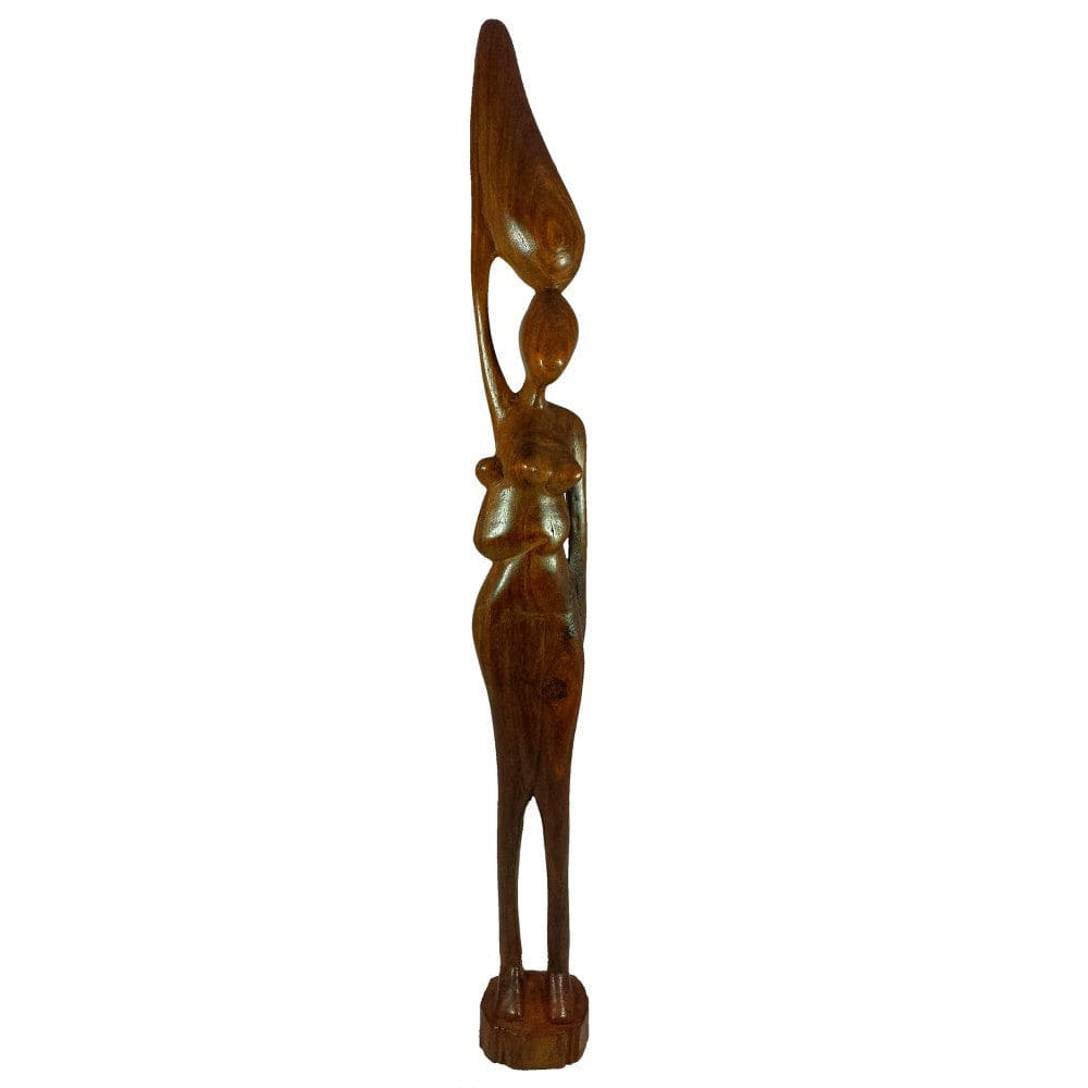 Waterbearer with Child: Sierra Leonean Wood Carving – The Black Art Depot