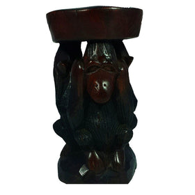 Hear No Evil, See No Evil, Speak No Evil Ash Tray: Hand Made Sierra Leonean Mahagony Wood Sculpture