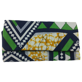 East African Kitenge Fabric Women's Wallet (Green,Blue,Yellow and White)