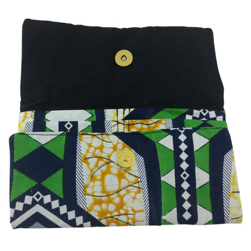 East African Kitenge Fabric Women's Wallet (Green,Blue,Yellow and White)