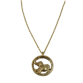 Elephant Pendant with Magnifier Glass (Gold Toned)