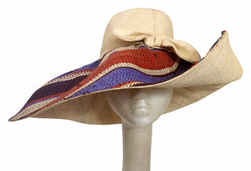 Nombeko: Hand Woven Multicolored Madagascar Big Brim Raffia Sun Hat