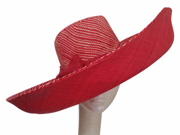 Nyala: Hand Woven Red Madagascar Big Brim Raffia Sun Hat