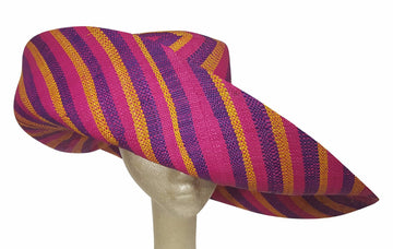 Ababuo: Authentic African Hand Made Multicolored Madagascar Shapeable Big Brim Raffia Sun Hat