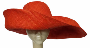 Abena: Red-Orange Madagascar Big Brim Raffia Su Boutiqu