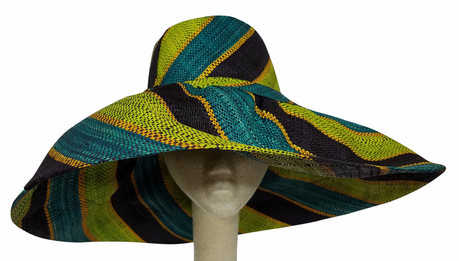 Abiona: Hand Made Multicolored Madagascar Shapeable Big Brim Raffia Hat ...