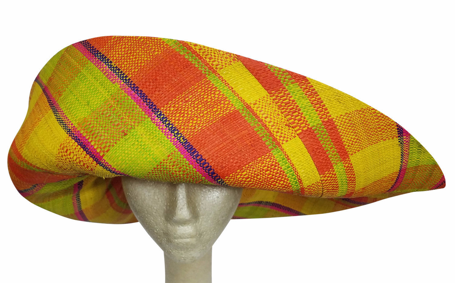 Adia: Hand Made Multicolored Madagascar Shapeable Big Brim Raffia Hat ...