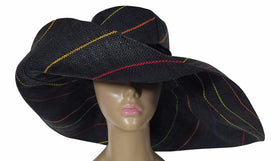 Chibuzo: Authentic African Hand Made Multi-Colored Madagascar Big Brim Raffia Sun Hat