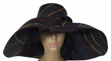 Chibuzo: Authentic African Hand Made Multi-Colored Madagascar Big Brim Raffia Sun Hat