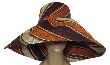 Zandra: Authentic African Hand Made Multi-Colored Madagascar Big Brim Raffia Sun Hat