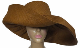 Zan: Authentic African Hand Made Brown Madagascar Big Brim Raffia Sun Hat