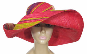 Zesiro: Authentic African Hand Made Multi-Colored Madagascar Big Brim Raffia Sun Hat