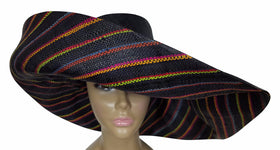 Ekene: Authentic African Hand Made Multicolored Madagascar Big Brim Raffia Sun Hat