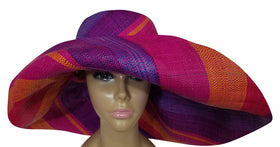 Umayma: Authentic African Hand Made Multicolored Madagascar Big Brim Raffia Sun Hat