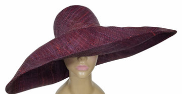 Uwimana: Authentic African Hand Made Wine Madagascar Big Brim Raffia Sun Hat